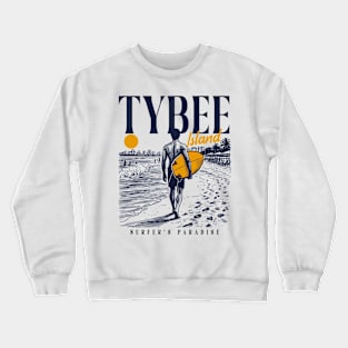 Vintage Surfing Tybee Island, Georgia // Retro Surfer Sketch // Surfer's Paradise Crewneck Sweatshirt